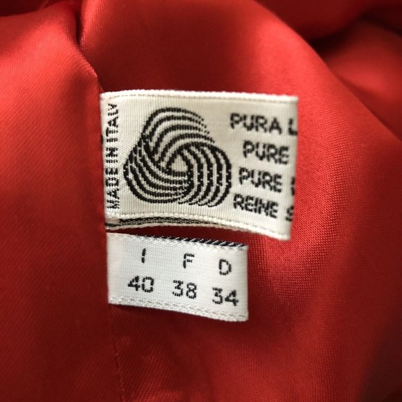 GY Pure New Wool Red Coat Jacket Double Breasted Italy Vintage Womens Size 6 EUC - Picture 6 of 13